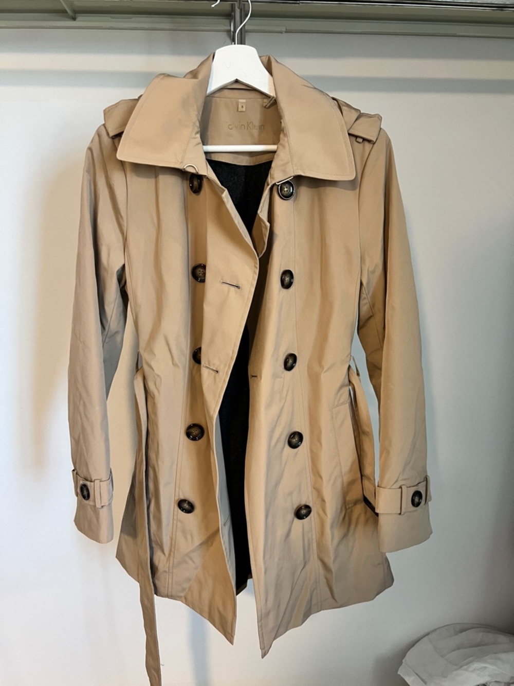 Calvin Klein Beige Double-Breasted Trench Coat